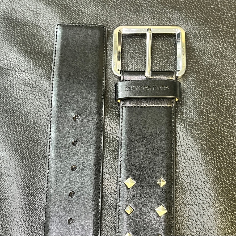 Y2K Michael Kors Studded Elastic Waist Belt Black Silver Statement Waist Cincher